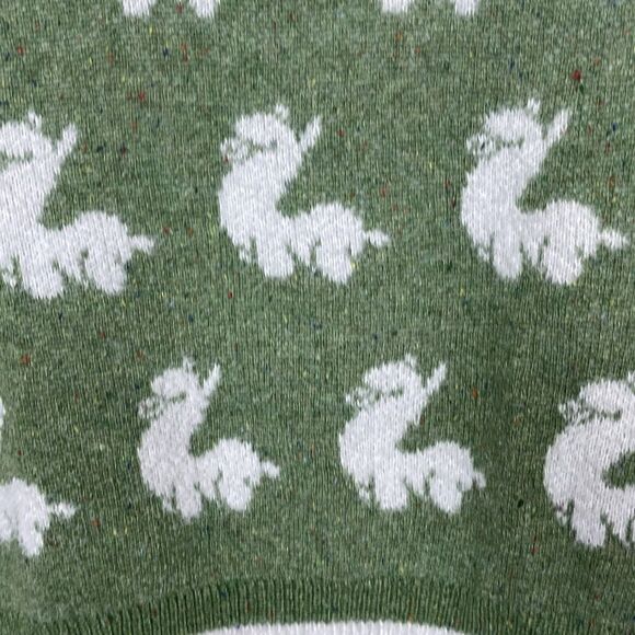 CIDER Women's Green Alpaca Llama All Over Print Sweater Novelty Twee Sz M - Picture 3 of 5
